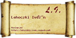 Lehoczki Iván névjegykártya